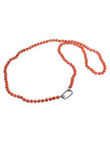 Matte Red Poppy Jasper 6mm Bead Necklace with Oxidized Carabiner - 31"