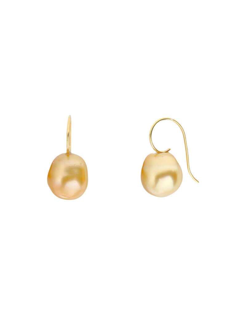 Golden Pearl Earrings with 18k Gold Earwires