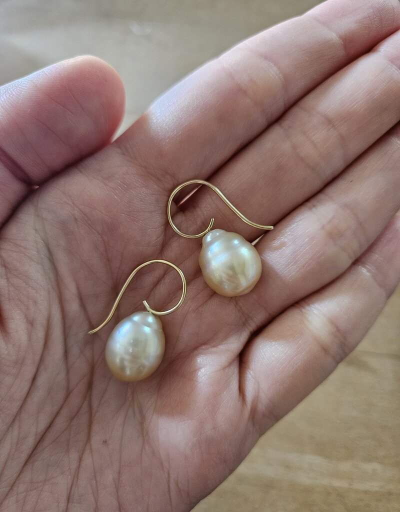 Golden Pearl Earrings with 18k Gold Earwires