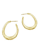 Oval Sugar Brick Horizontal Hoops in 18k Gold