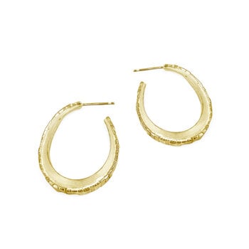 Oval Sugar Brick Horizontal Hoops in 18k Gold