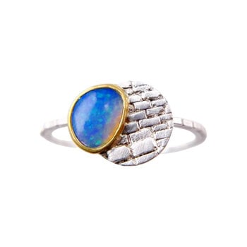 Sugar Brick Moon Opal Ring in 22k and Silver