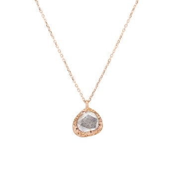 Organic Diamond Slice Pendant in Sand-Textured 14k Rose Gold