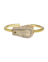 Private Consigner Antler Cuff in Brass with Grey Diamond Cube Flush set in 18k Gold