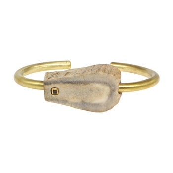 Private Consigner Antler Cuff in Brass with Grey Diamond Cube Flush set in 18k Gold