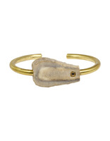 Private Consigner Antler Cuff in Brass with Grey Diamond Cube Flush set in 18k Gold