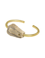 Private Consigner Antler Cuff in Brass with Grey Diamond Cube Flush set in 18k Gold