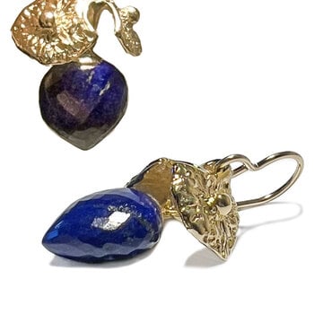 Lapis Earrings in 10k Yellow Gold