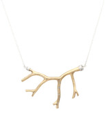 Fuyu Coral Necklace in Yellow Bronze with White Diamonds