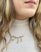 Fuyu Coral Necklace in Yellow Bronze with White Diamonds