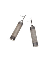 Perforated Cylinder Dangle Earrings in Oxidized Silver