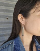 Perforated Cylinder Dangle Earrings in Oxidized Silver