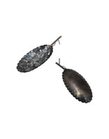 Scalloped Boat Oval Drop Earrings with Glass