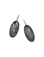 Scalloped Boat Oval Drop Earrings with Glass