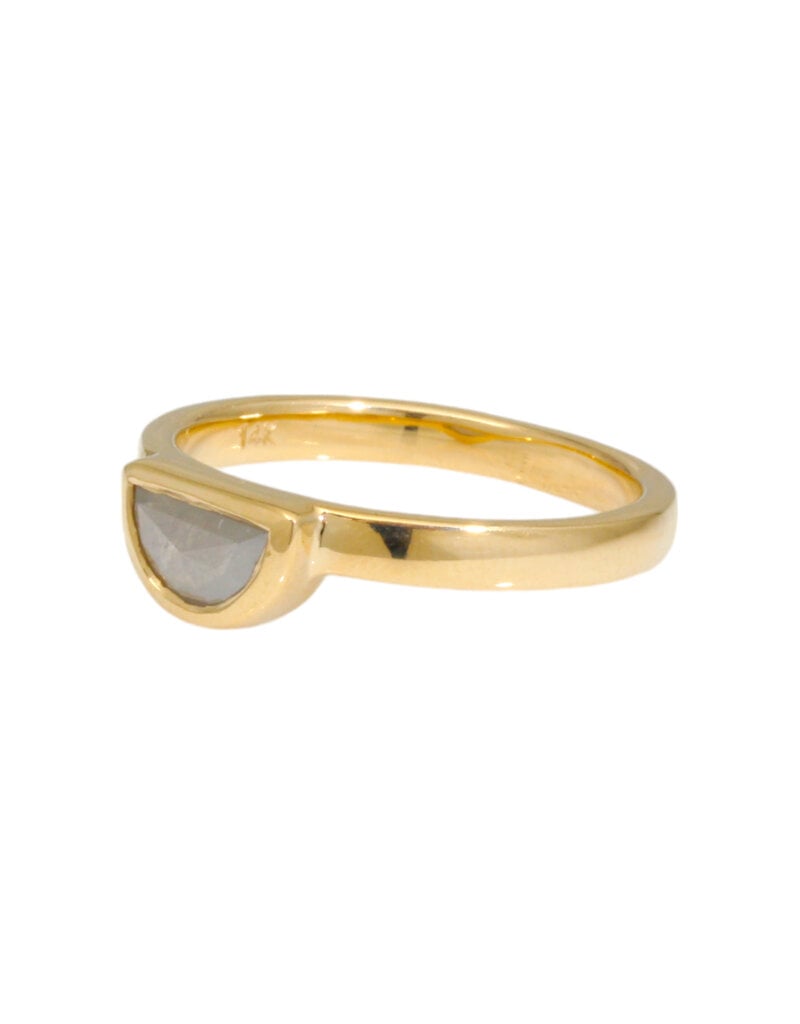 Solomon's Moon Salt & Pepper Diamond Solitaire Ring in 14k Gold