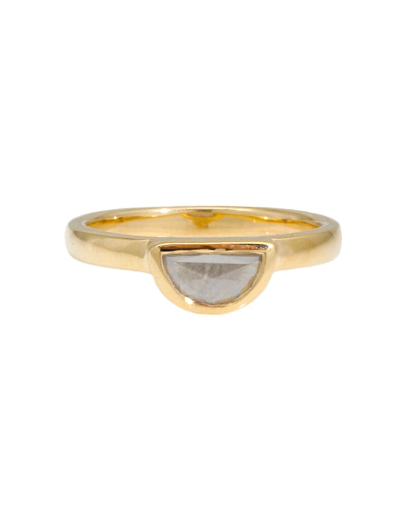 Solomon's Moon Salt & Pepper Diamond Solitaire Ring in 14k Gold