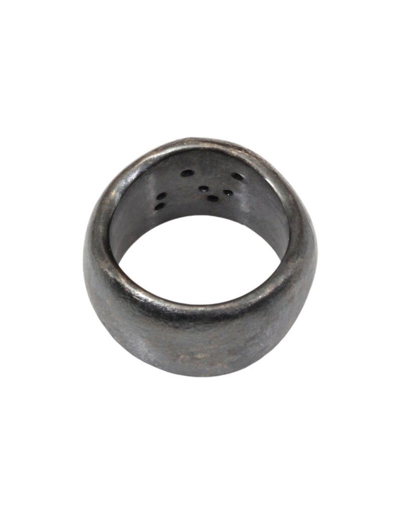 Constellation of Aries Wide Band in Oxidized Silver with Blue & Caramel Candy Sapphires