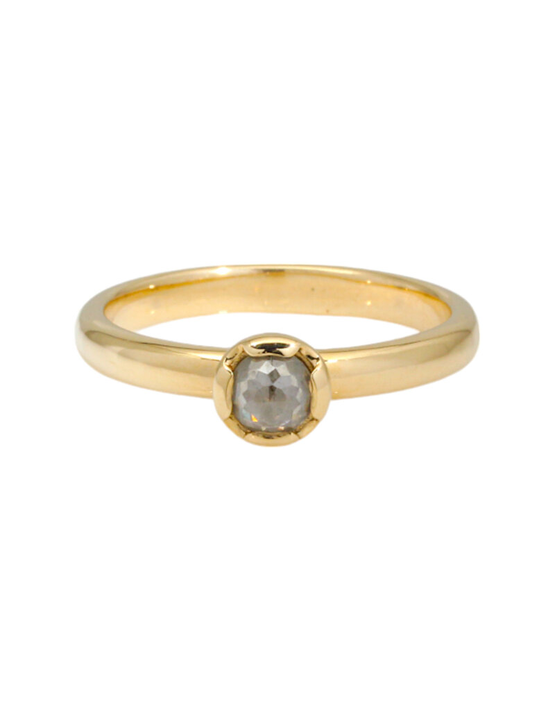 Solomon's Eye Salt & Pepper Rosecut Diamond Ring in 14k Gold