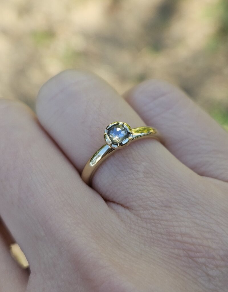 Solomon's Eye Salt & Pepper Rosecut Diamond Ring in 14k Gold