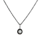 Water Droplet Pearl Necklace in Oxidized Silver