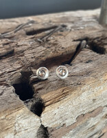 Salt & Pepper Diamond Post Earrings in Sand-Textured Platinum