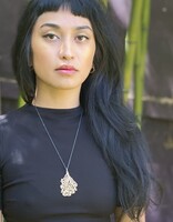 Medium Koraru Pendant in Bronze with White Sapphires