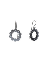 Multi-dot Circle Diamond Earrings in Oxidized Silver