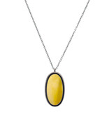 Floating Oval Necklace in Oxidized Silver & 22k Gold
