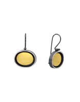Small Floating Oval Earrings in Oxidized Silver & 22k Gold Bi-Metal