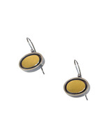 Small Floating Oval Earrings in Oxidized Silver & 22k Gold Bi-Metal