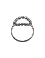 Curved Circle Ring in Oxidized Silver with Diamond