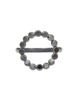 Curved Circle Ring in Oxidized Silver with Diamond