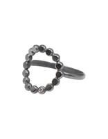 Curved Circle Ring in Oxidized Silver with Diamond