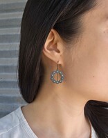 Multi-dot Circle Diamond Earrings in Oxidized Silver