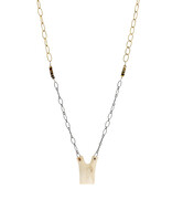 Organic Carved Antler Form Necklace with Turquoise & Mother of Pearl Beads