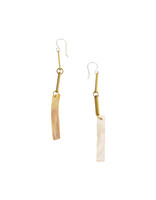 Brass Bar Drop Earrings with Mother of Pearl