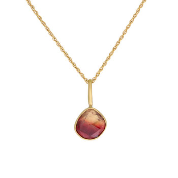 Rosecut Pink Organic Shape Tourmaline Pendant in 18k Gold