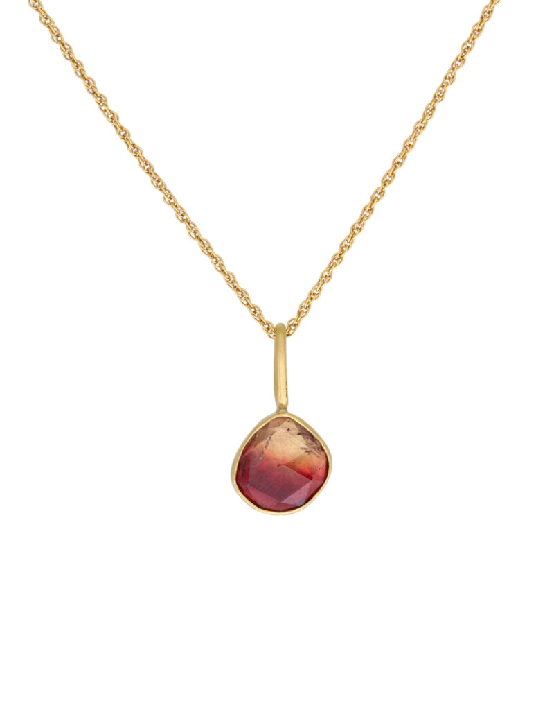 Rosecut Pink Organic Shape Tourmaline Pendant in 18k Gold