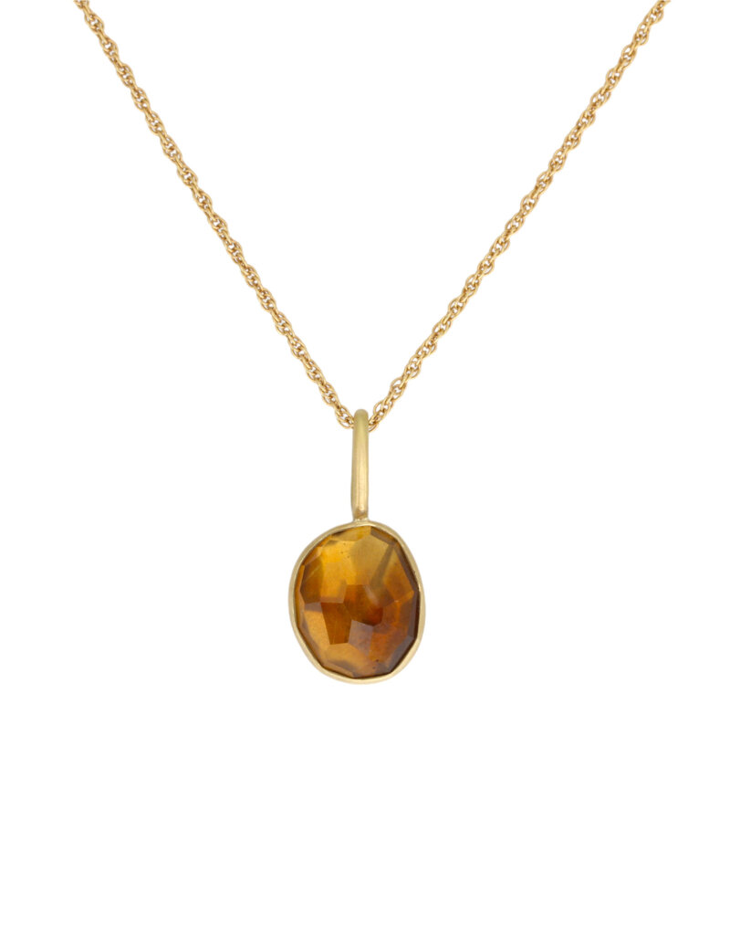 Organic Shape Citrine Pendant in 18k Gold