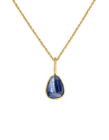 Striated Blue Sapphire Pendant in 18k Gold