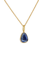 Striated Blue Sapphire Pendant in 18k Gold