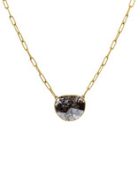 Salt and Pepper Diamond Slice Necklace in 18k Gold with Handmade Chain