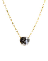 Salt and Pepper Diamond Slice Necklace in 18k Gold with Handmade Chain