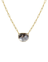 Salt and Pepper Diamond Slice Necklace in 18k Gold with Handmade Chain