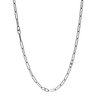 Handmade Links Chain in Oxidized Silver with 4 Cognac Diamonds