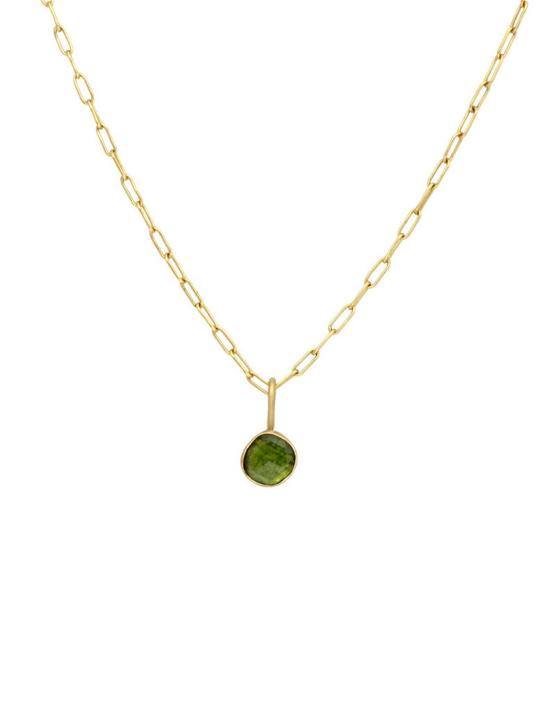 Organic Shape Green Tourmaline Pendant in 18k Gold
