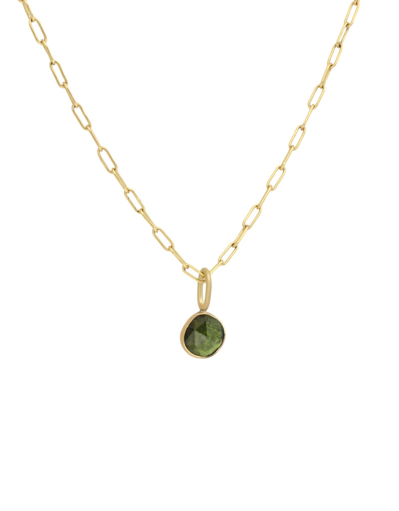 Organic Shape Green Tourmaline Pendant in 18k Gold