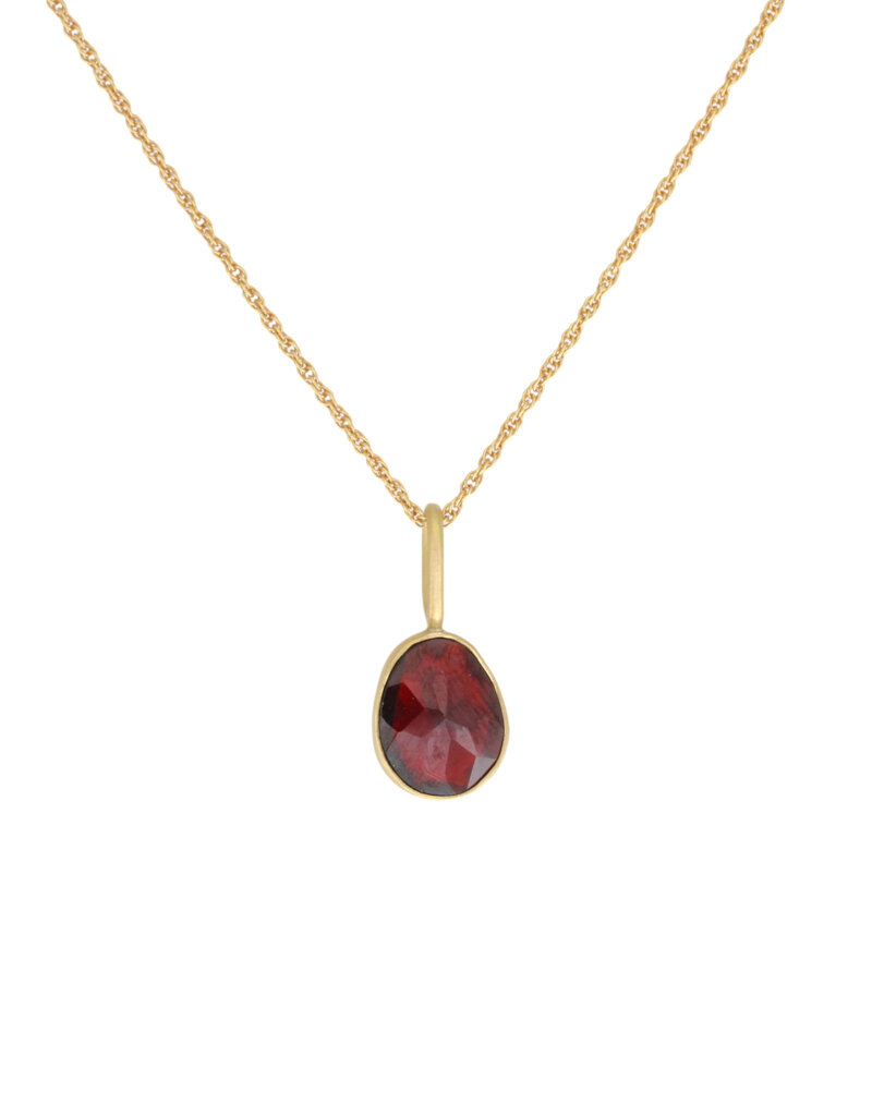 Organic Shaped Red Garnet Pendant in 18k Gold