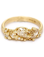 Champagne Diamond Asymmetric Ring in 14k Yellow Gold
