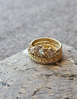 Champagne Diamond Asymmetric Ring in 14k Yellow Gold